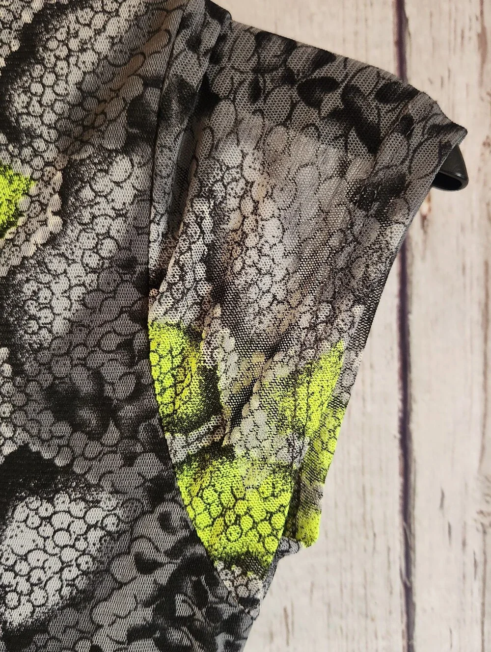 Fashion Nova Neon Lime Grey Snakeskin Mesh Bodycon Midi Dress Women's Size XS